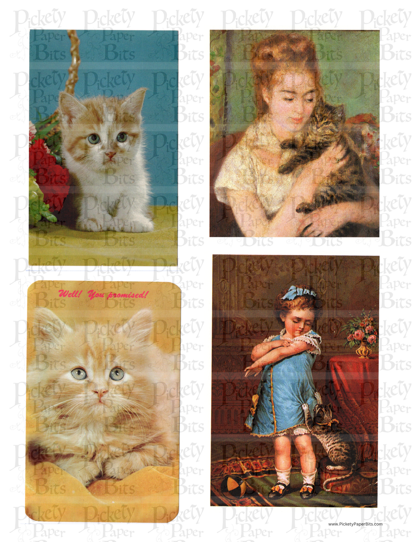 Vintage Cat Postcards DigiKit