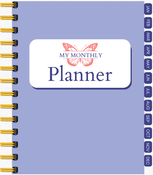 Blue Monthly Hyperlinked Planner with Butterfly