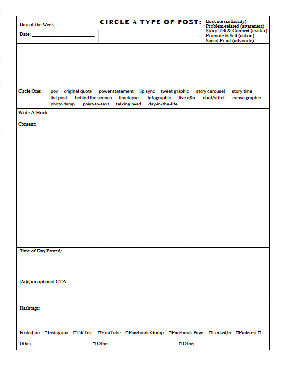 5 Weeks of Content Planner