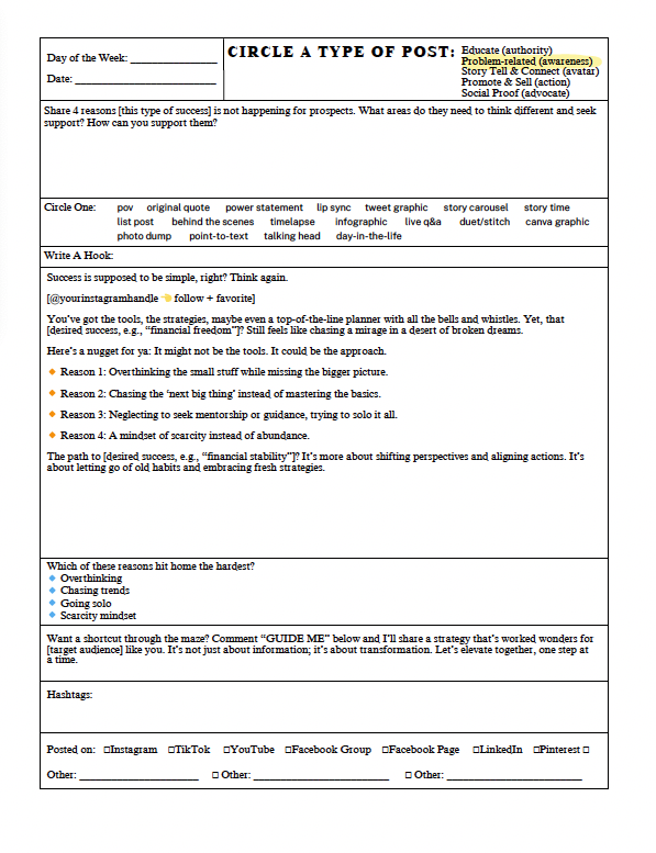 5 Weeks of Content Planner